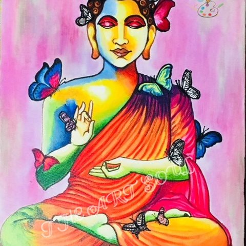 Butterfly Buddha Acrylic painting