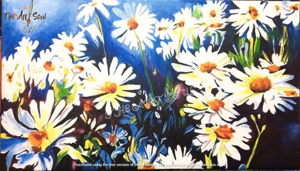 Daisy flowers Acrylic painting