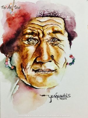 Watercolor painting Tibetan lady